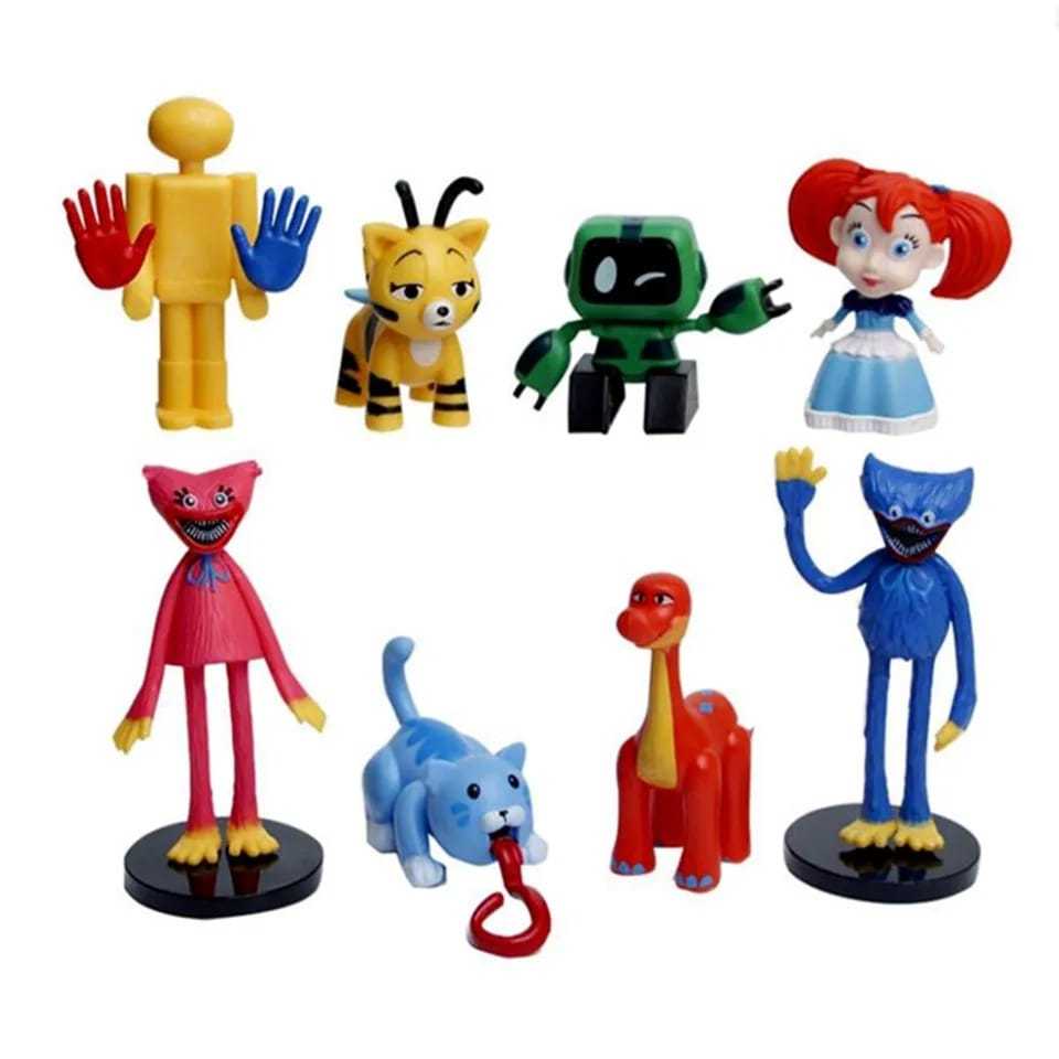 Bonecos Poppy Playtime 08 Peças Huggy Wuggy Bron Abelha Gato Doce Boneca Papoula Bot Boogle Colecionáveis
