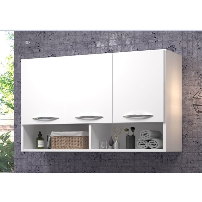 Armário Branco 2 ou 3 Portas  Com Nicho Cozinha, Lavanderia, Multiuso em Oferta na Shopee