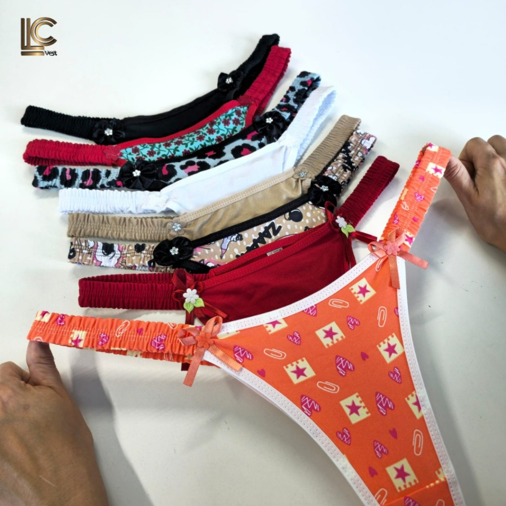 Kit 10-5 Calcinhas Feminina Tanga Fio Dental Tanguinha Sexy Pala Lateral