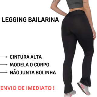 Calça Bailarina Feminina Calça Legging Feminina Legging Flare Legging Preta cintura alta
