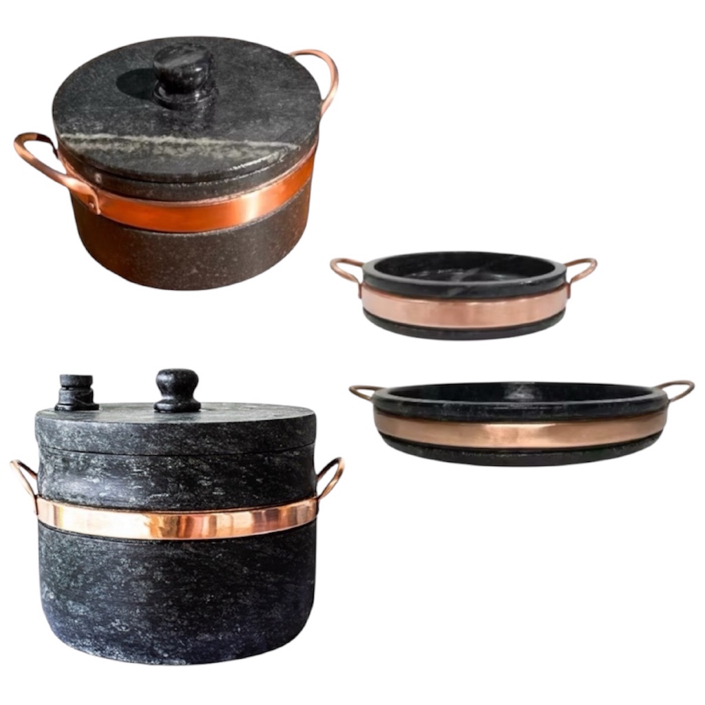 Jogo De Panela De Pressão 4 Peças Kit Para Cozinha Arte Pedra