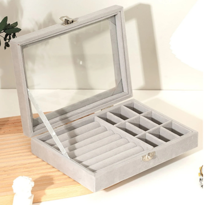 Porta Jóias de Flanela à Prova de Poeira Caixa de Armazenamento Brincos Anéis com Tampa em Oferta na Shopee