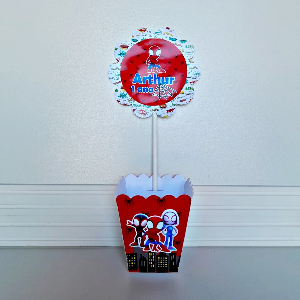 Centro de Mesa HOMEM ARANHA BABY - Cachepô para mesa para decoração de aniversário