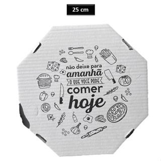 CAIXA DE PIZZA OITAVADA 25 CM - 25 UNIDADES - PARDA OU BRANCA em Oferta na Shopee