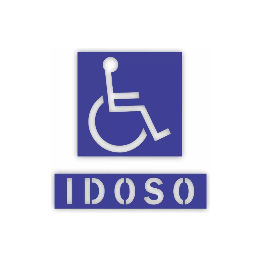 Kit Molde Gabarito Cadeirante Pne Idoso para Vaga Pintur Estacionamento Stencil Pvc