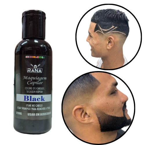Tinta Preta Maquiagem Capilar Pigmentação Aerógrafo Cabelo e Barba cod 522