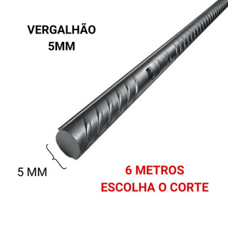 VERGALHÃO 5MM - 6 METROS - ESCOLHA O TAMANHO DO CORTE
