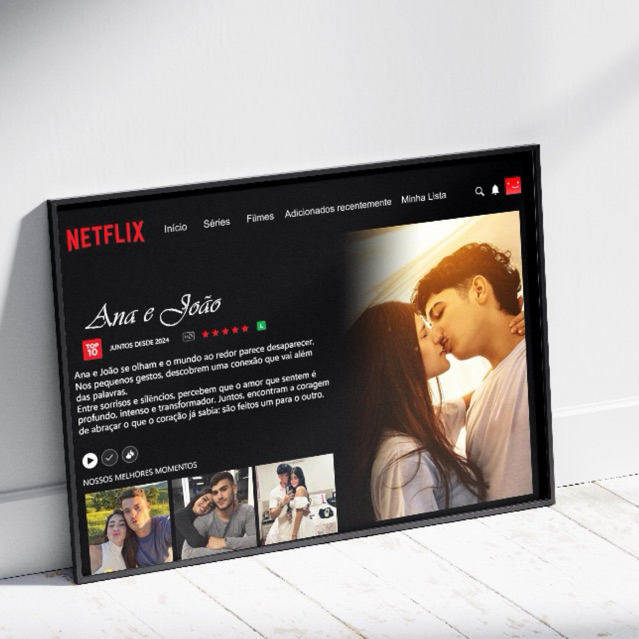 Quadro Placa Casal Netflix Namorix Filme e Foto Personalizado - Dia Dos Namorados Presente