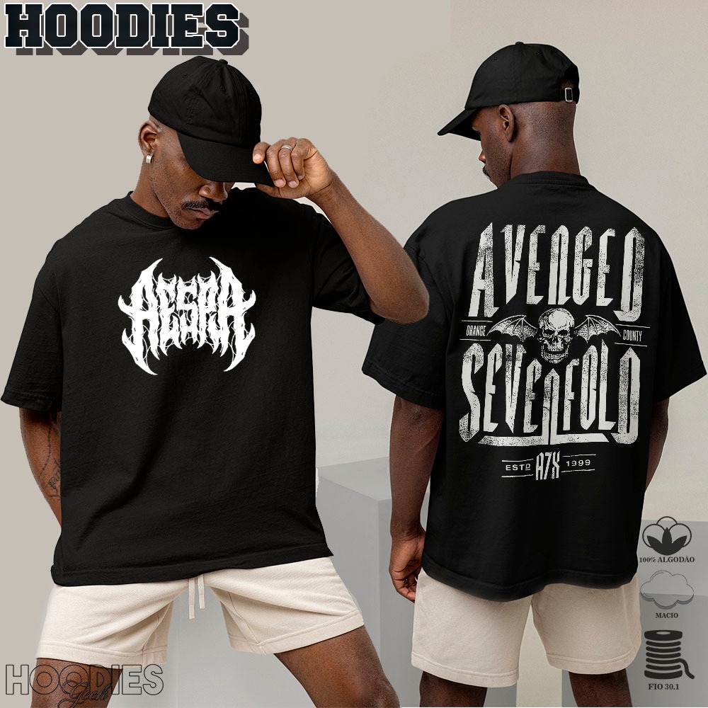 Camiseta Básica Chamativa Algodão Avenged Sevenfold Orange County A7X Bnada Heavy Metal Tee Unissex