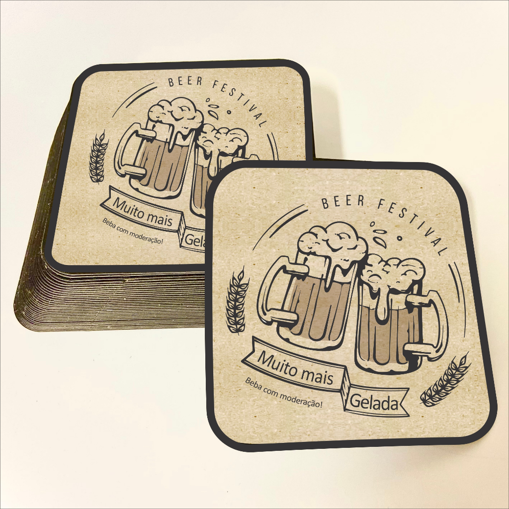 100 / 500 unid Bolacha de Chopp, porta copos ou garrafas 91mm.