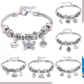 Kit 3 Pulseira Pandora】kit com 1ou 3 pc Pulseira Berloques Prata Estilo Feminina Presente moda/Modelo aleatório em Oferta na Shopee