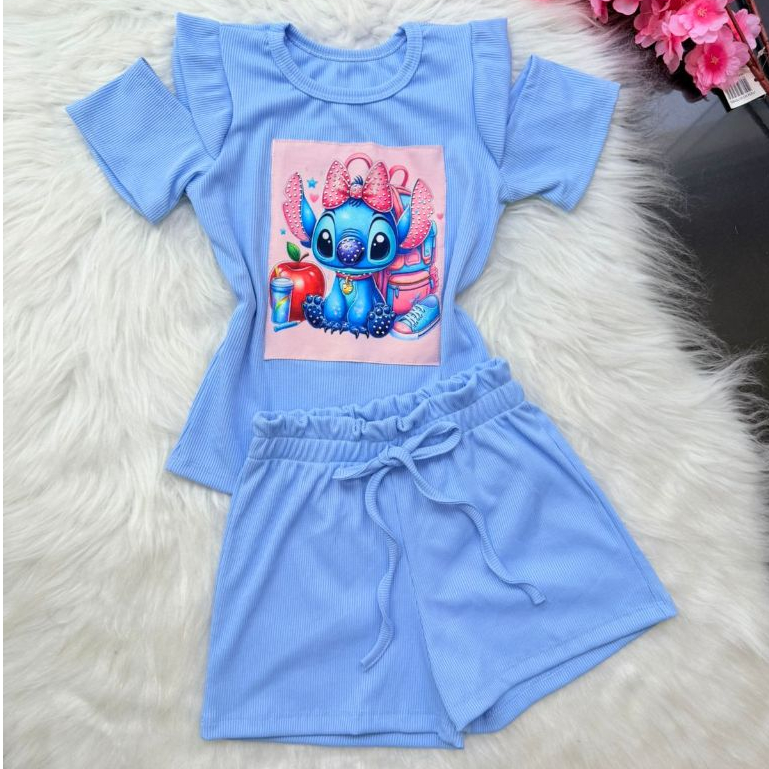 Conjunto infantil  menina verão  ESTAMPAS ALEATORIAS /conjunto  ribana moda