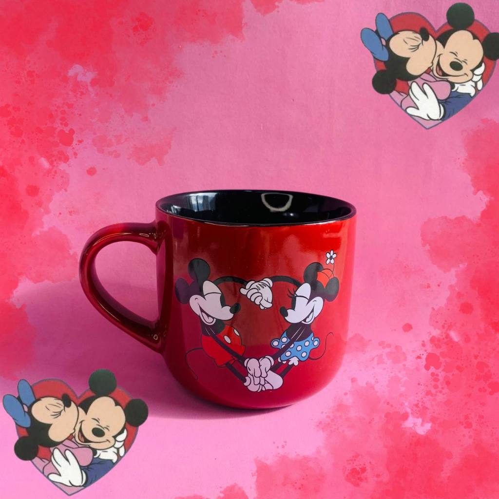 Caneca Com Infusor Disney Mickey e Minnie Love You 350ml