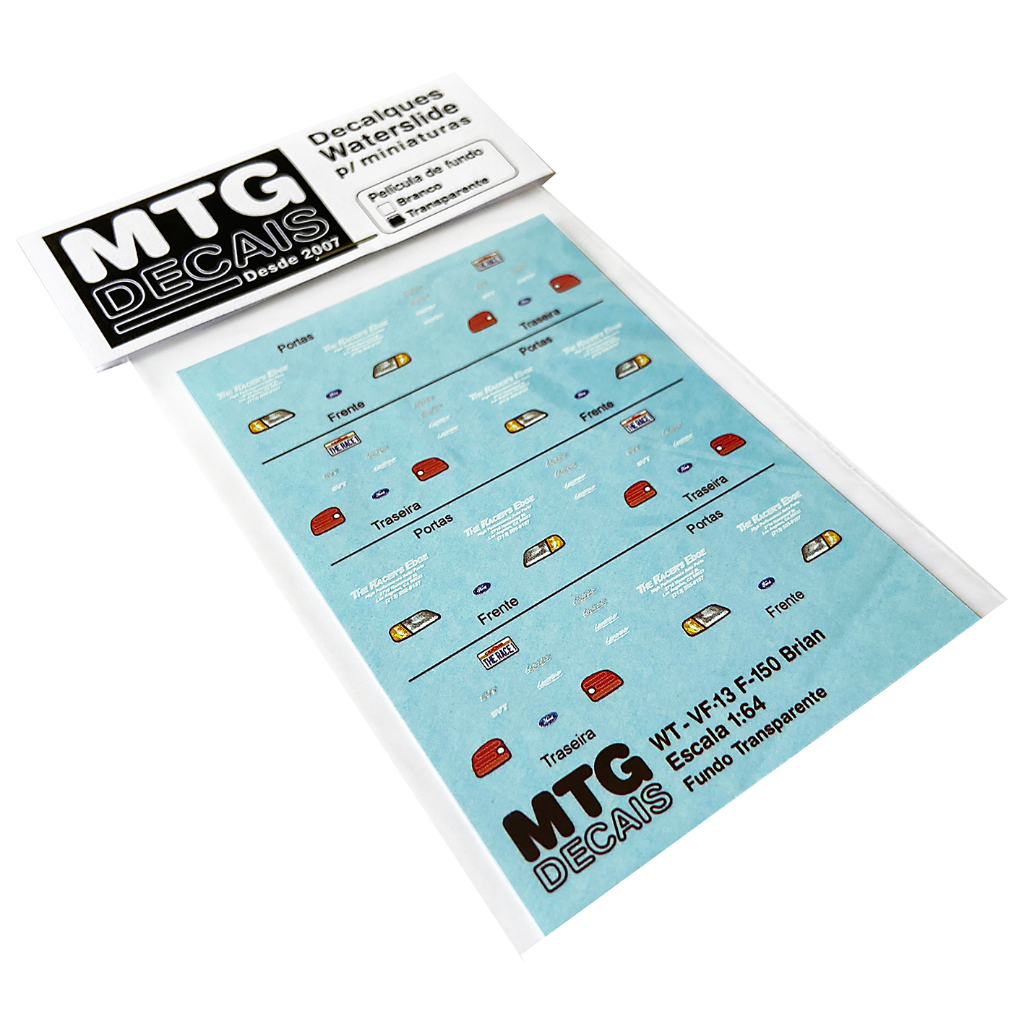 Decalque VF-13 Velozes Furiosos Pickup F-150 Brian escala 1:64 MTG Decais