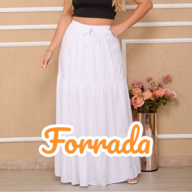 Saia Três Marias Duna Casual Evangelica Forrada em Oferta na Shopee