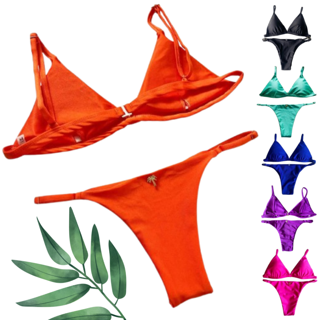 Biquíni Luxo Top Fixo Aviador e Calcinha com Regulagem Bojo Removível