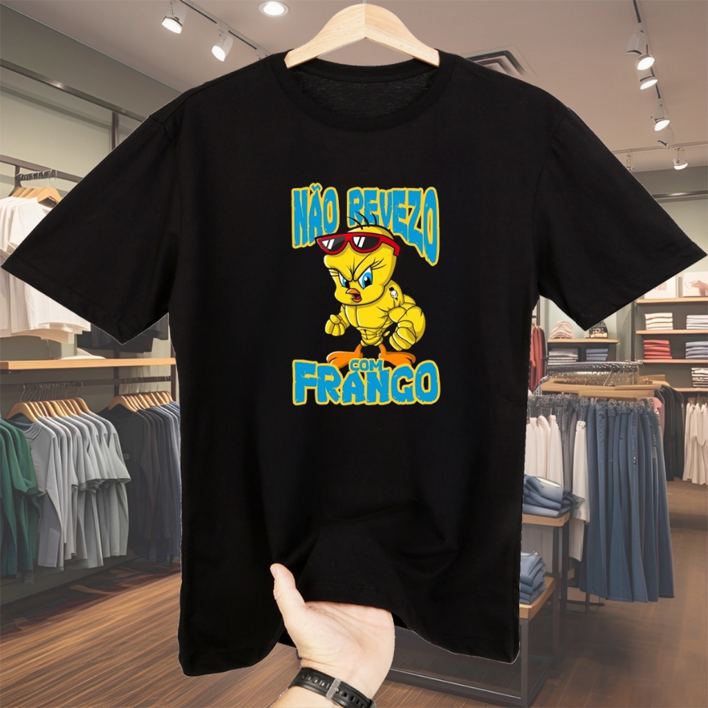 Camisa basica Frango Academia camisa oversized camiseta Feminina streetwear algodão Blusa de algodao unissex