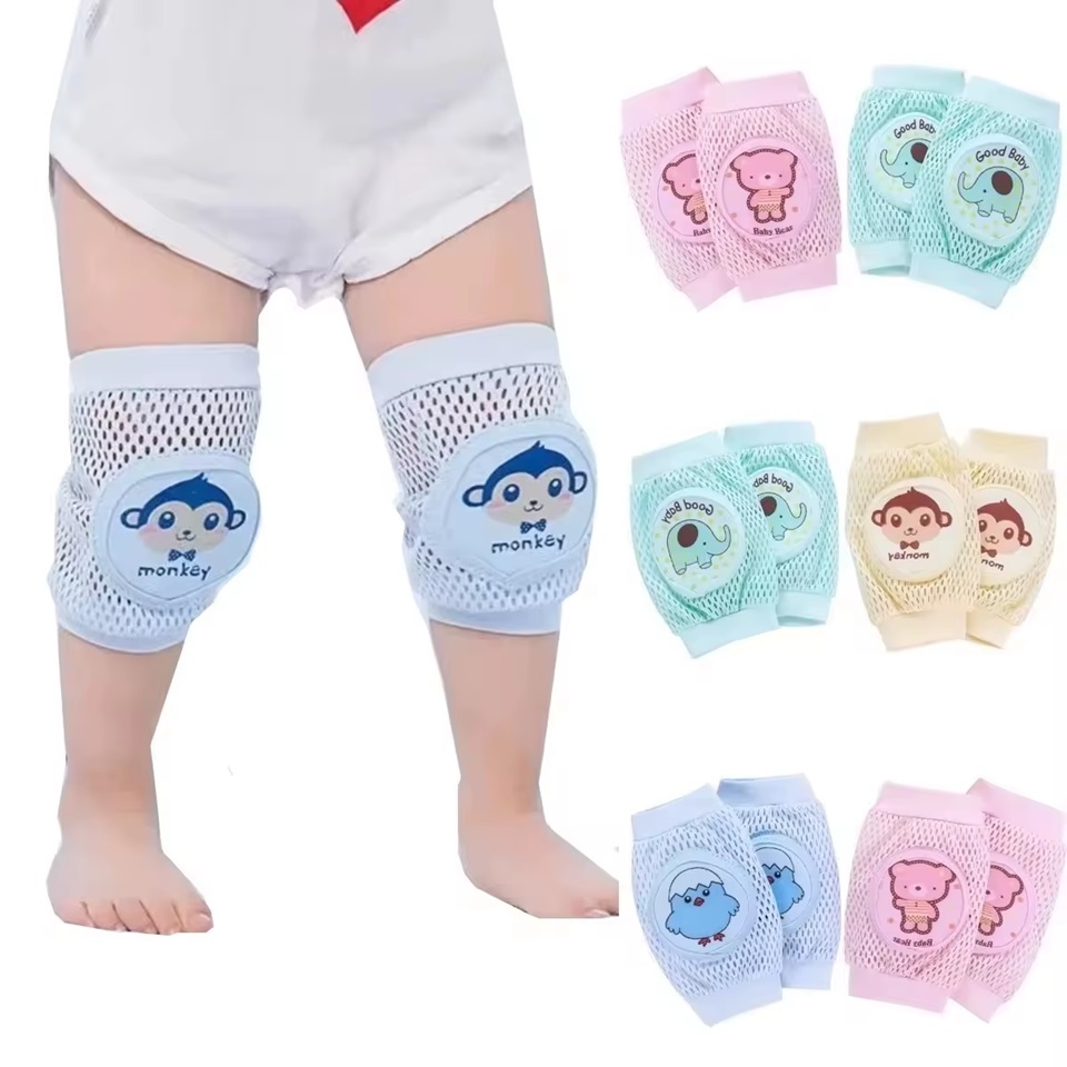 1 a 3 Pares - Joelheira Infantil Unissex Algodao Para Engatinhar Tecido Estampado Furos ventilação em Oferta na Shopee