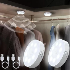 Kit 2a 8 peças Lâmpada LED Recarregável Sem Fio Bicolor com Sensor de Presença Luminária Inteligente