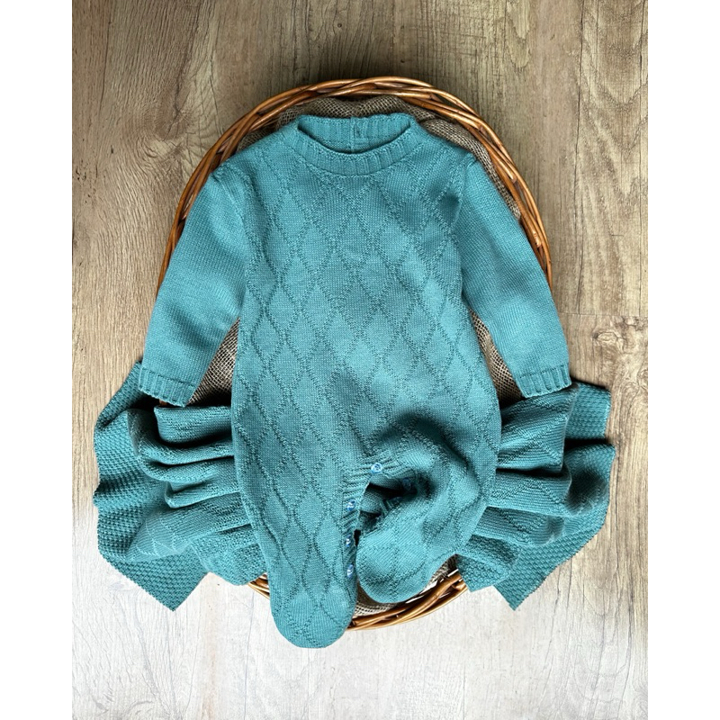 Saída de maternidade tricô verde pistache aconchego