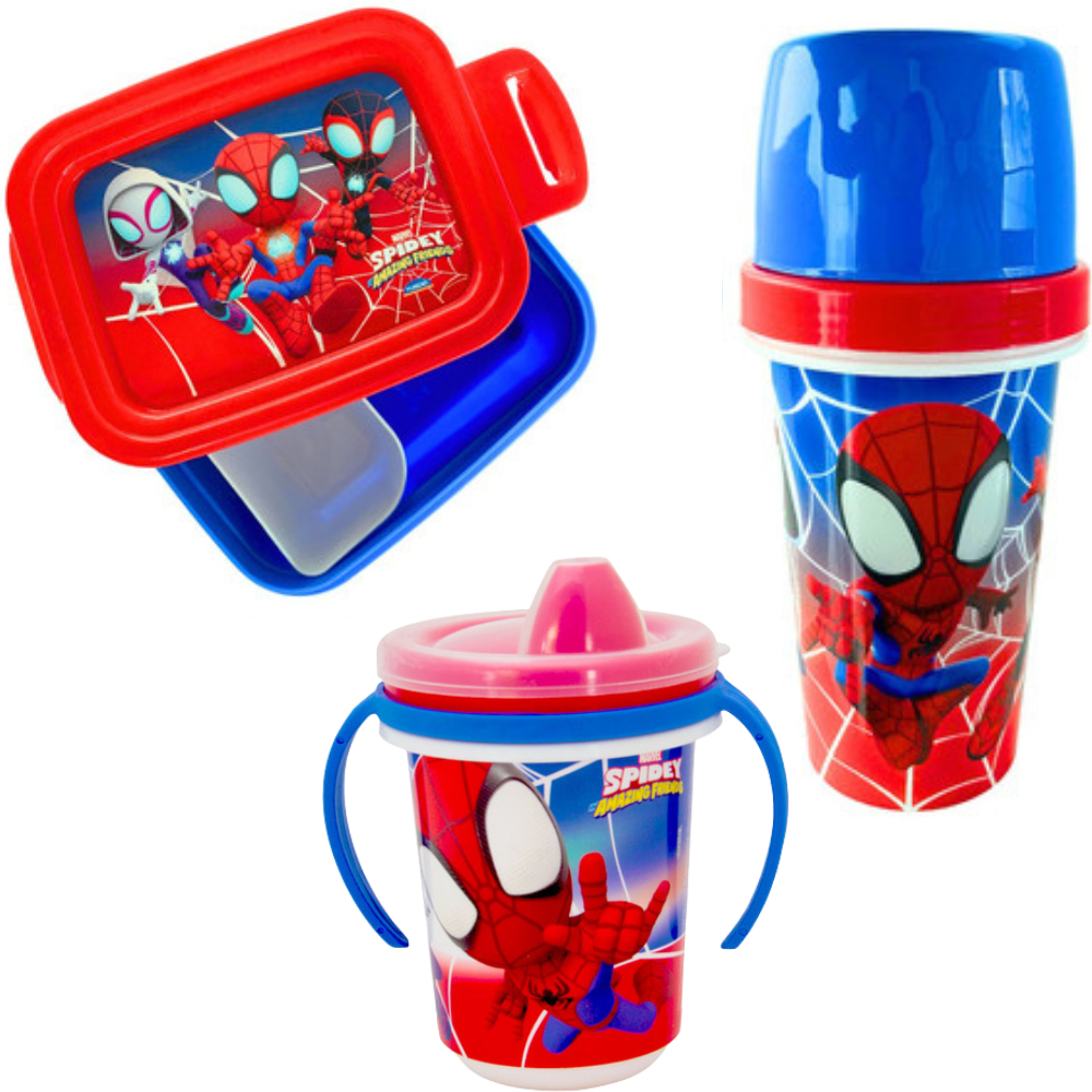 KIT COPO + MARMITA + SHEIKEIRA HOMEM ARANHA SPIDEY PLASUTIL em Oferta na Shopee