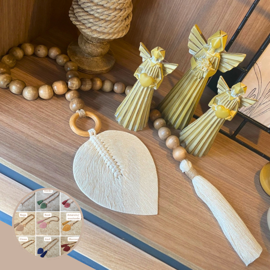 Colar de Mesa Decorativo Sala Quarto Madeira e Macrame Decoração Boho Rústico em Oferta na Shopee