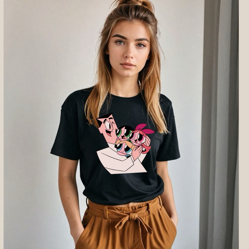 Camiseta Unissex Algodão T-shirt Casual Meninas Superpoderosas e Professor Lindinha Docinho Florzinha - 2 ao G5