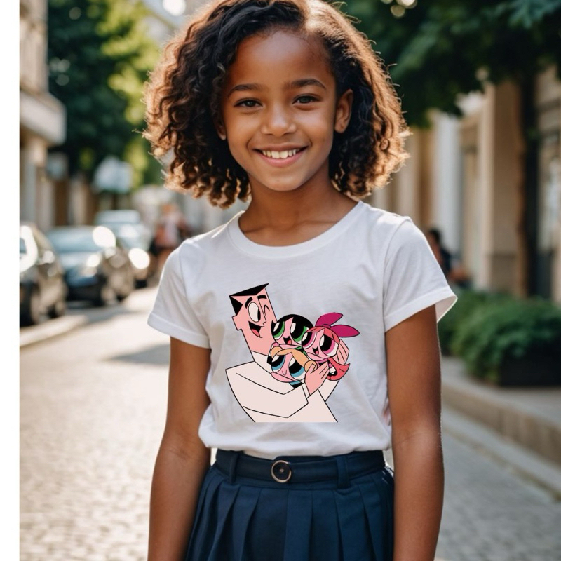 Camiseta T-shirt Unissex Professor e Meninas Super Poderosas Lindinha Docinho Florzinha - Infantil, Adulto e Plus Size