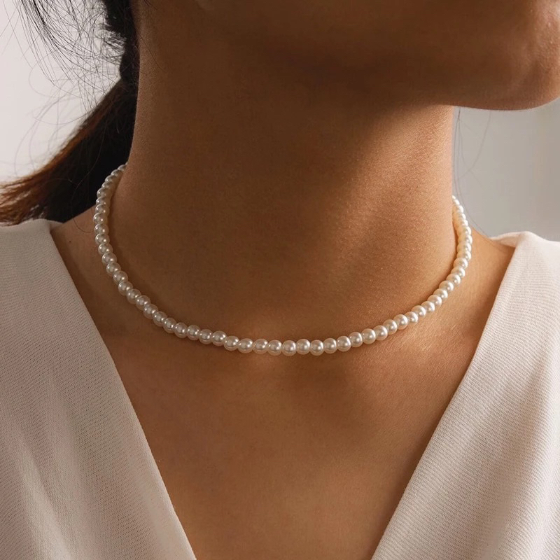 Colar Choker de Pérolas Ajustável com Corrente Extensora Feminino Masculino Colar da Moda Mais Vendido no Brasil.
