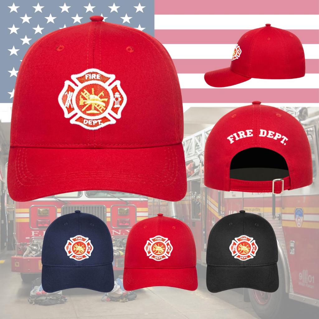 Boné Bombeiros Americanos Brigada Fire Departament EUA Aba Curva Bordado