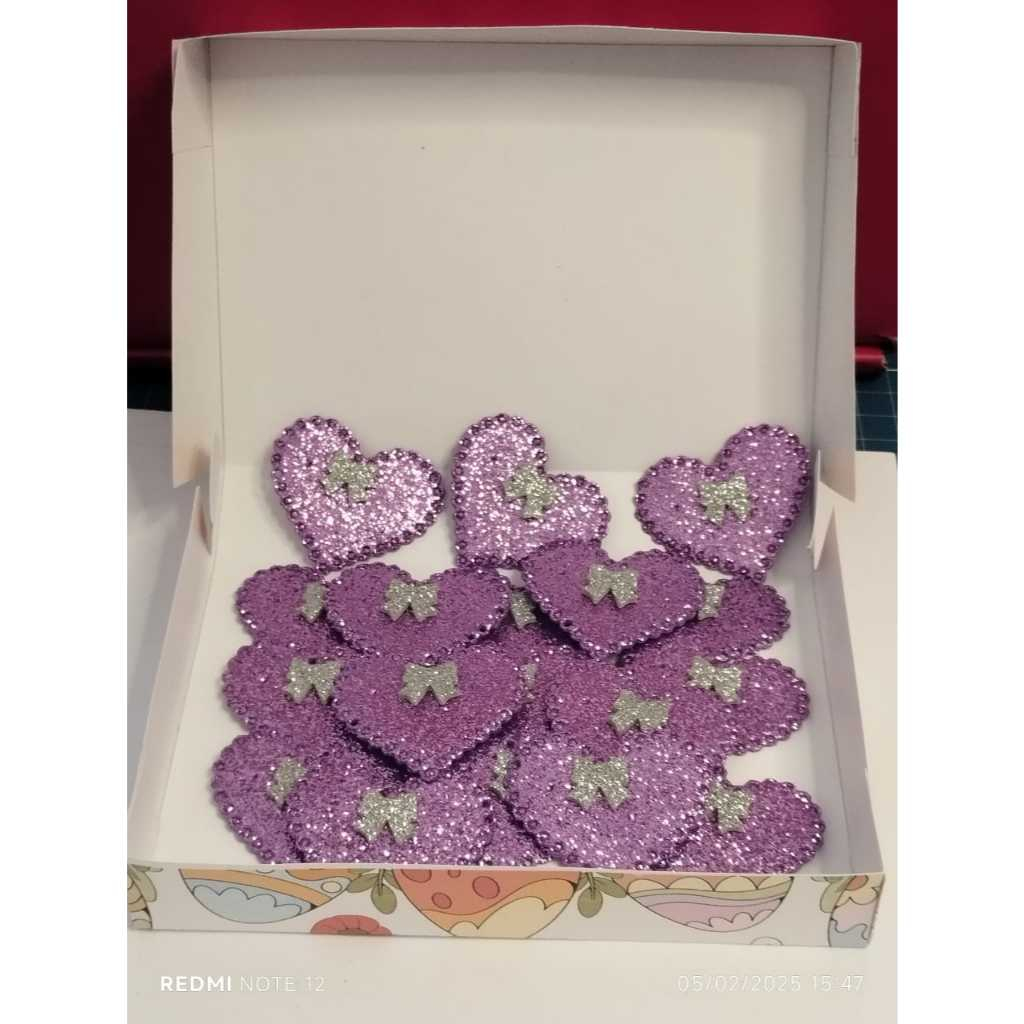 Aplique EVA Coração, Decoração, Bolo Fake, Presentear EVA 3 cm