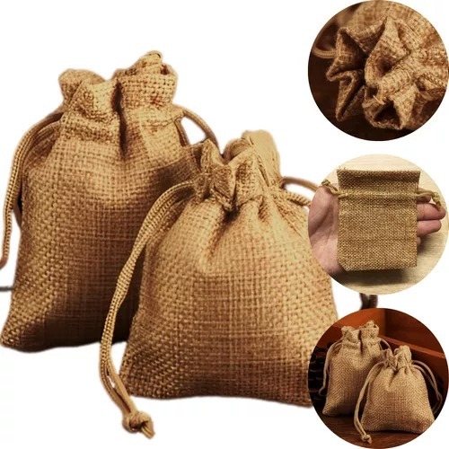 Kit 10/25/50/100 Saquinho Juta Saco Para Lembrancinhas Casamento Decoração Presente Aniversário em Oferta na Shopee