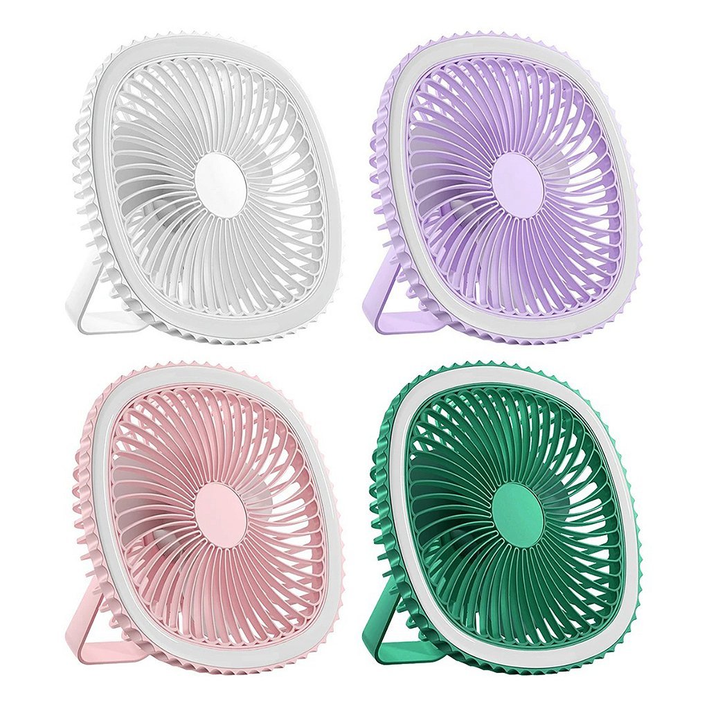 JS Ventilador com Led De Mesa Mini Ring Light Portátil Branco