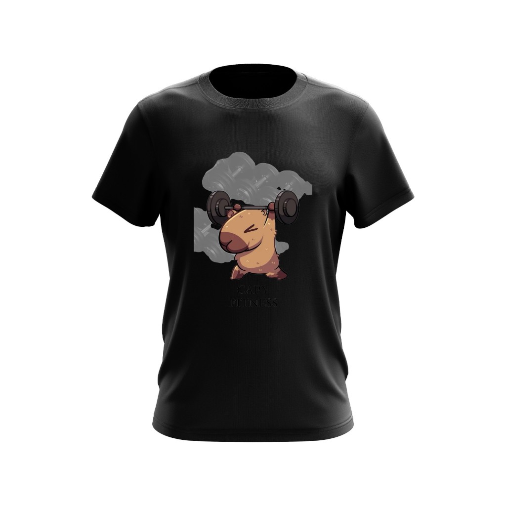 Camisa com estampa de capivara desenho divertida fitness academia 100% algodao masculina feminina camiseta estampada