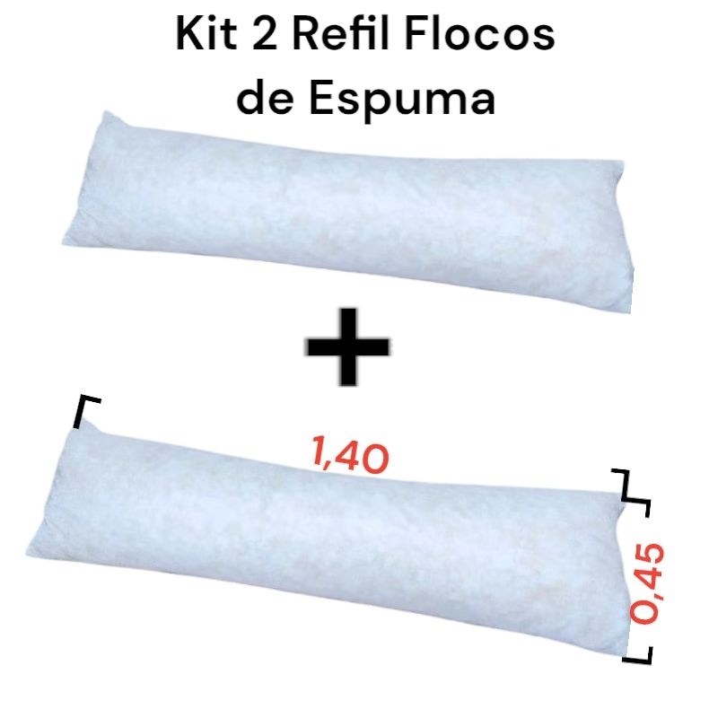 Kit 2 Refil de Xuxão Travesseiro de Corpo 1,40x0,45 Flocos de Espuma em Oferta na Shopee