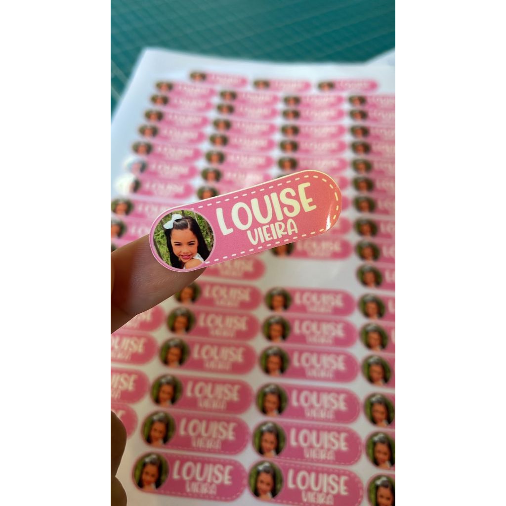 Kit 85 etiquetas com fotos para material escolar resistente à água