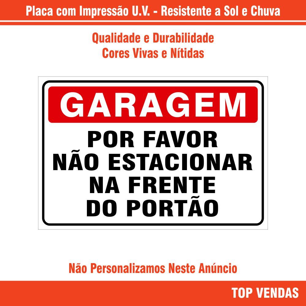 Placa Proibido Estacionar Texto Garagem Por Favor Não Estacionar na Frente Portão em Oferta na Shopee