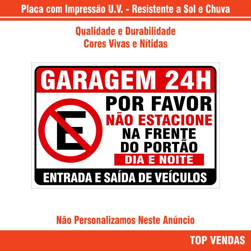 Placa Proibido Estacionar Símbolo Garagem Por Favor Não Estacionar na Frente Portão