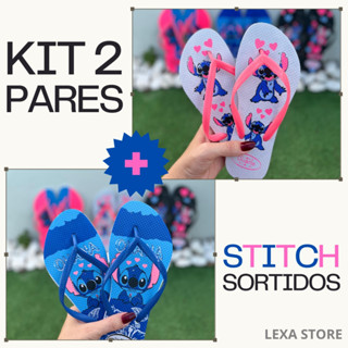 Kit 2 Pares de Chinelo Feminino Stich Bichinho Promocao em Oferta na Shopee