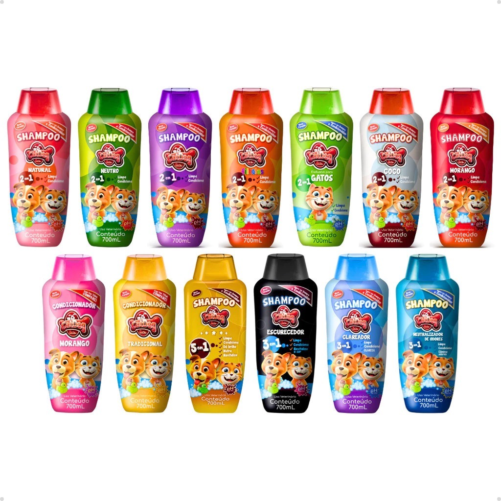 Shampoo 2 em 1 Premium Para Cães e Gatos Cat Dog 700 ml