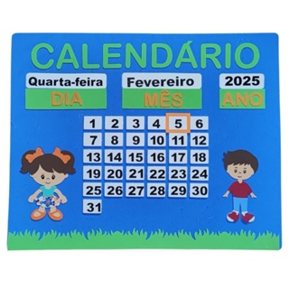 Calendário Grande de EVA Infantil Sala de Aula Professor Volta às Aulas 48x60 Ano 2026 com mês dia da semana data e ano em Oferta na Shopee