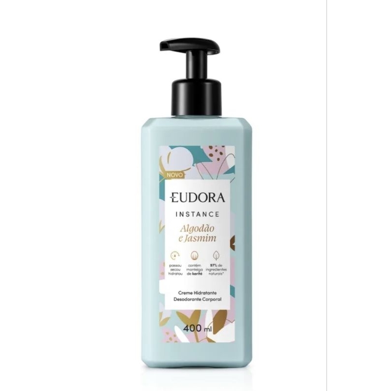 Eudora Instance Algodão e Jasmim - Creme Hidratante Desodorante Corporal 400ml