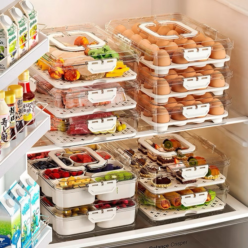 Organizador de Geladeira Multiuso Cesto Com Tampa Cozinha Alimentos Verduras e Vegetais Hermético