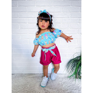 Conjuntinho Infantil Ciganinha! (Blusa+Short+Tiara) 0 a 6 anos! Só Hoje! em Oferta na Shopee