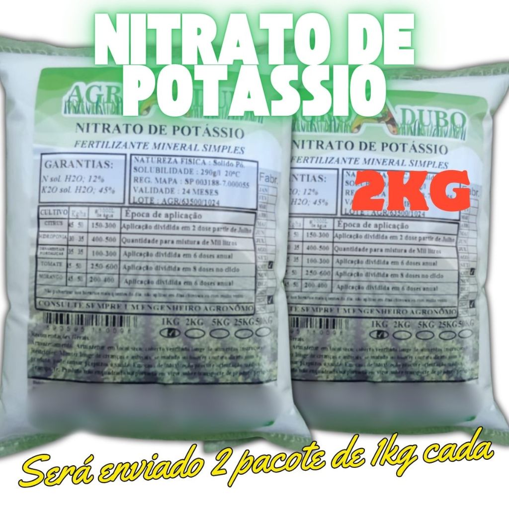 Fertilizante Nitrato De Potássio 2Kg Adubo Ferti Hidroponia