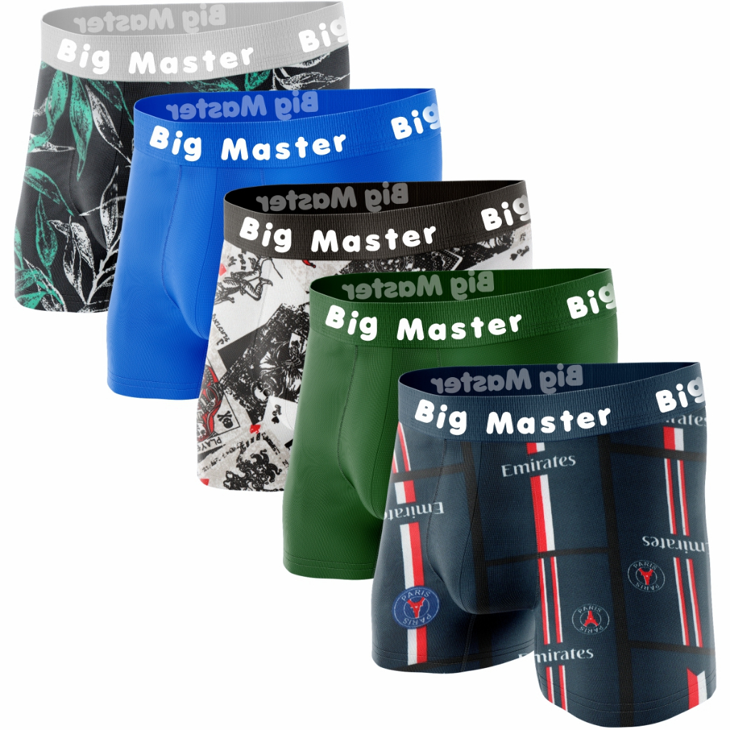 Kit 5 Cueca Boxer Microfibra box Big Master Original com forro 100 % algodão Ref:027 em Oferta na Shopee