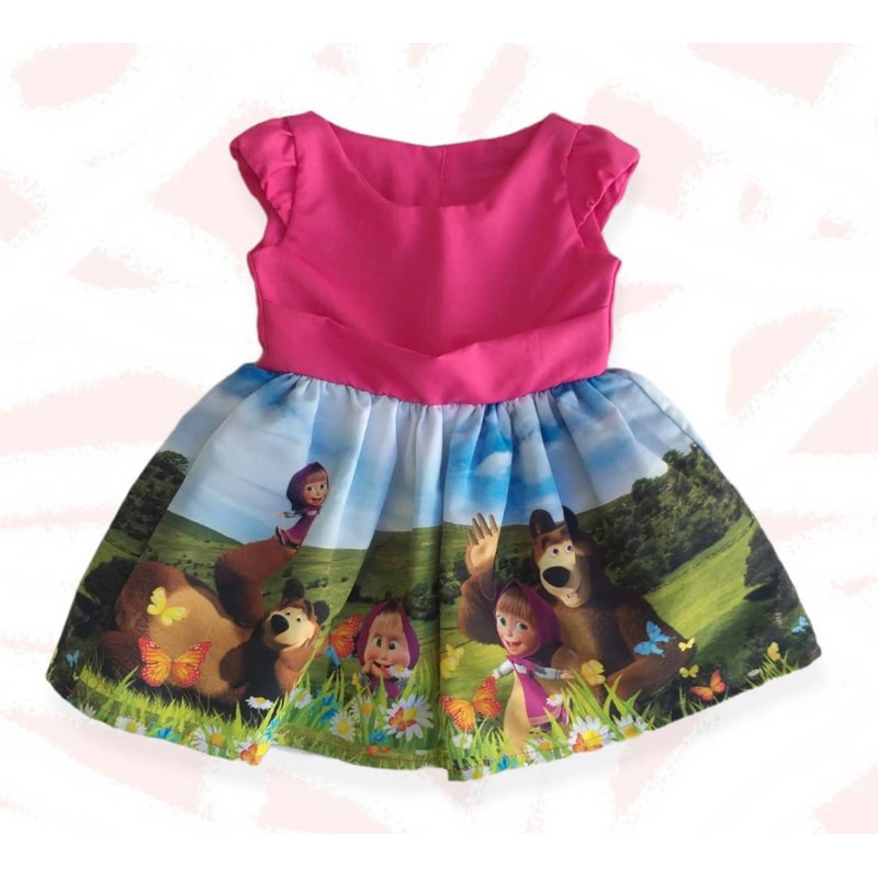 Vestido temático infantil B Masha e o urso