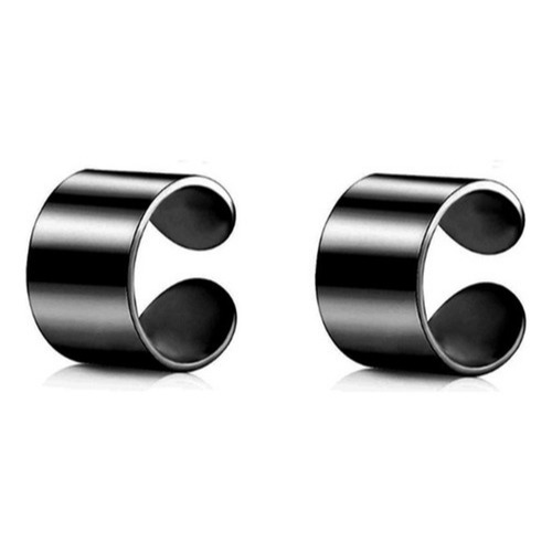 Par De Brincos Pressão Piercing Orelha Preto Mod1 Tiktok