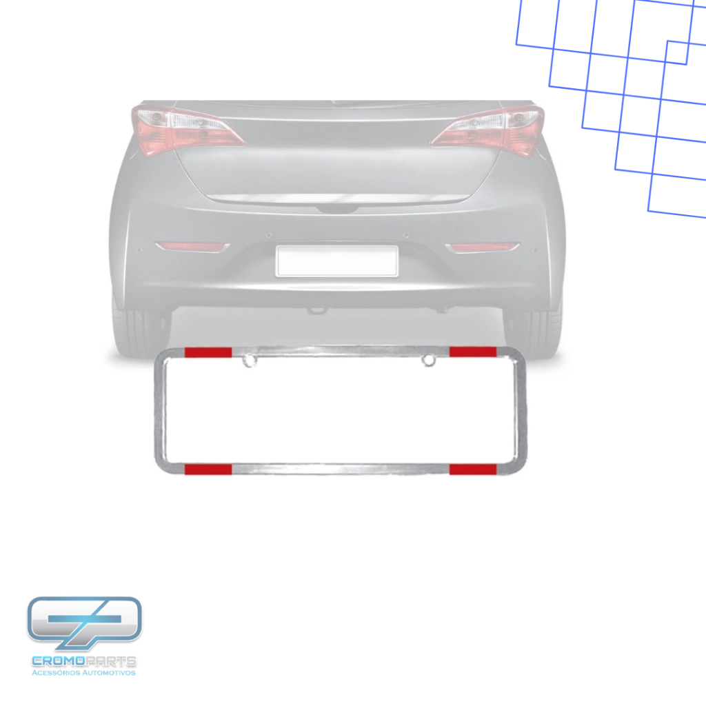 Moldura Para Placa Par Cromado com Refletor Especial Universal Padrão Antigo e Mini Mercosul