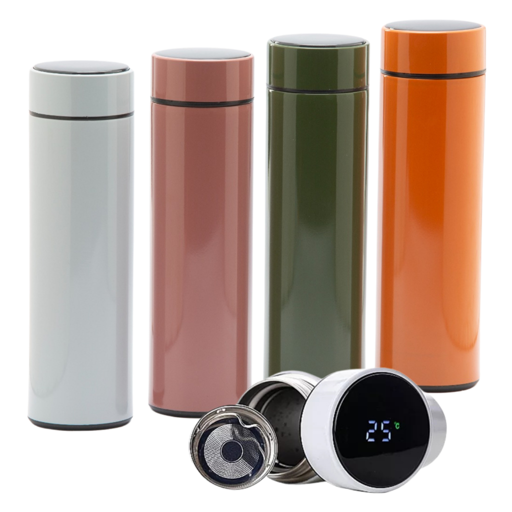 Garrafa Térmica Inox Inteligente Com Medidor De Temperatura Ideal Para Viagens Escritório